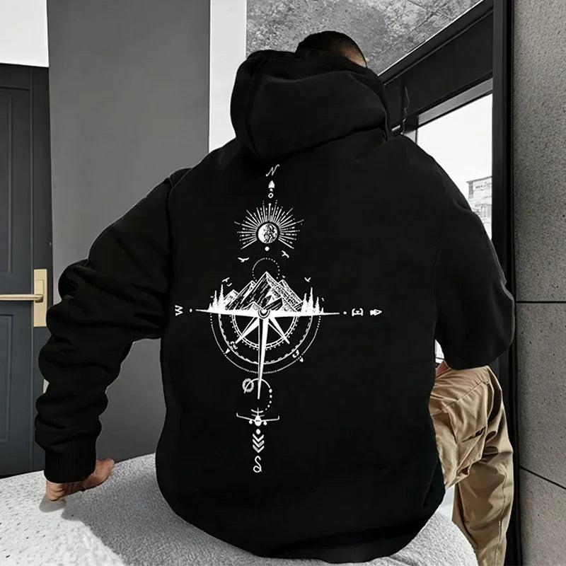 Men's High Quality Graphic Printed Hoodie Long Sleeve Hooded Sweatshirt Autumn and Winter Casual Sports Warm Pullover Tops