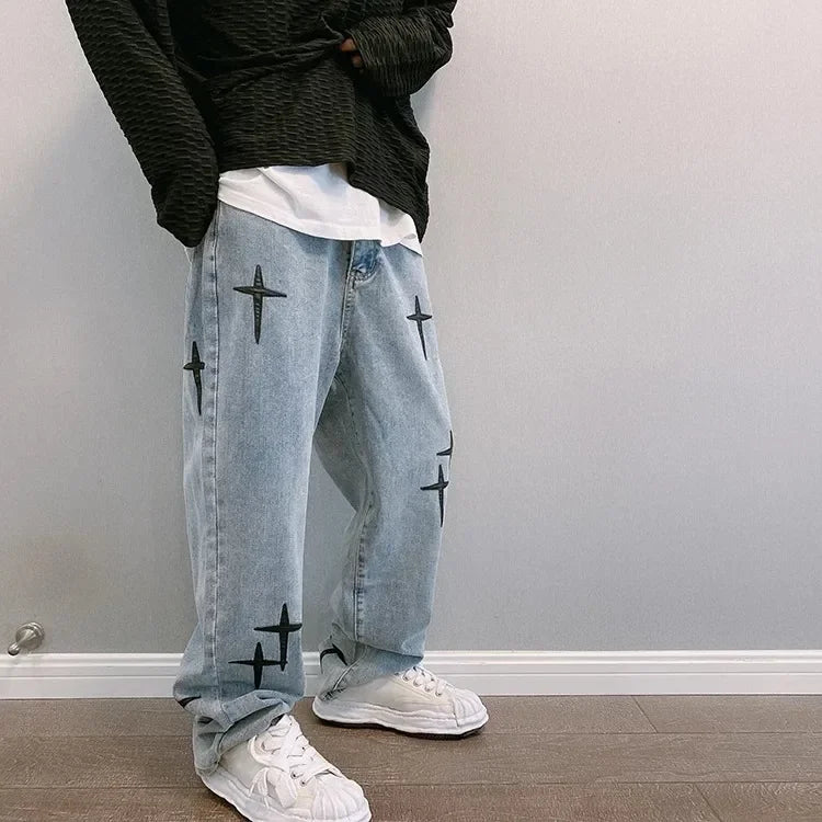 Jeans Men Wide Leg Cargo Pants Streetwear Baggy Men Korean Fashion Loose Straight Male Clothing Y2K Hip Hop Style Male Trousers