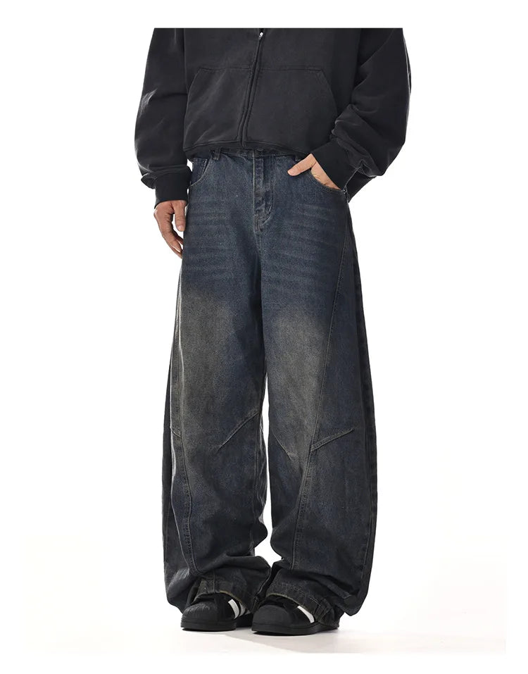 Men's Baggy Jeans Unisex Y2K Trendy Casual Wide-Leg Denim Pants Quality High Street Oversize Trousers American Style Streetwear
