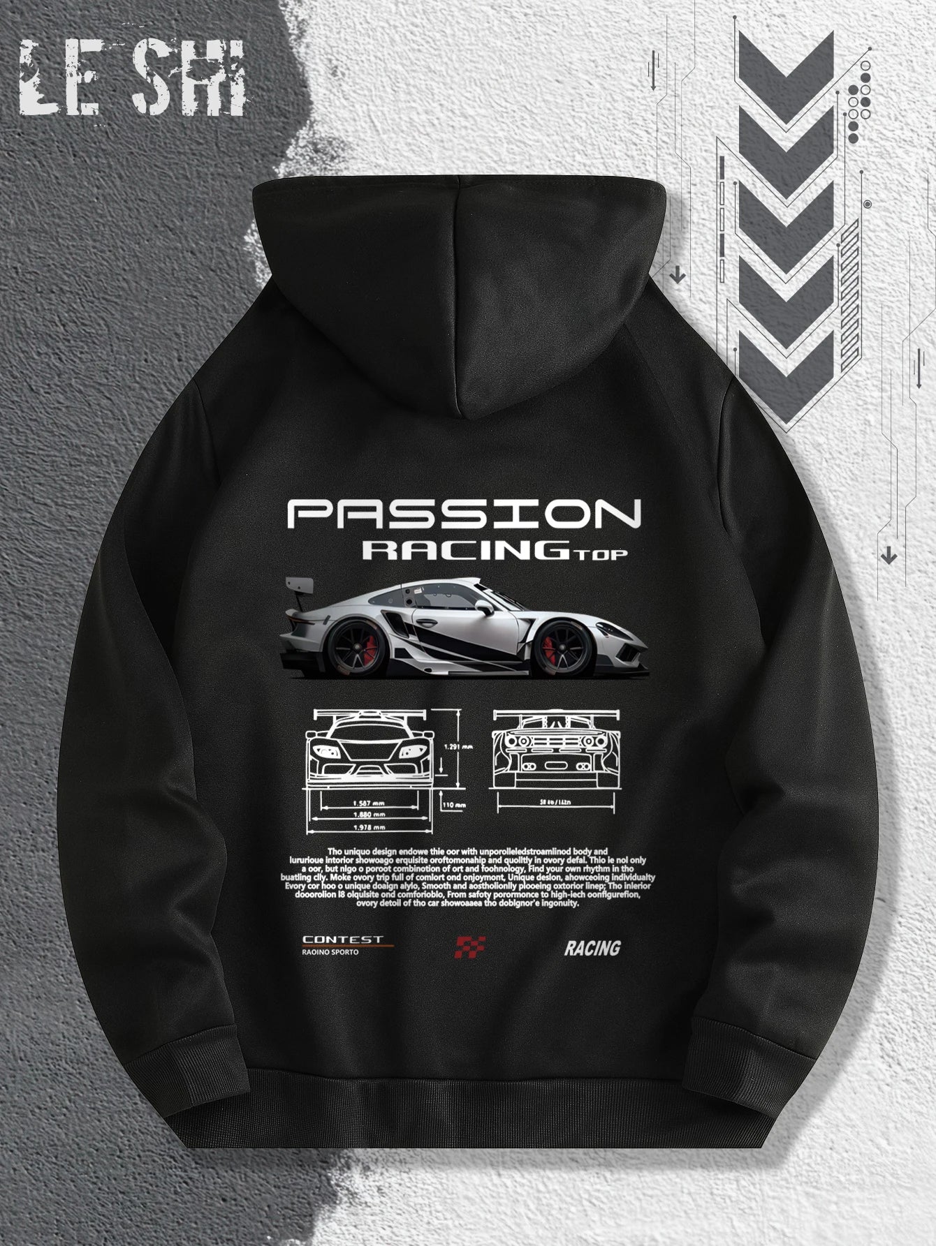Passionate Racing Graphic Hoodie Featuring Race Cars and Sports Car Illustrations, Perfect for Everyday Wear