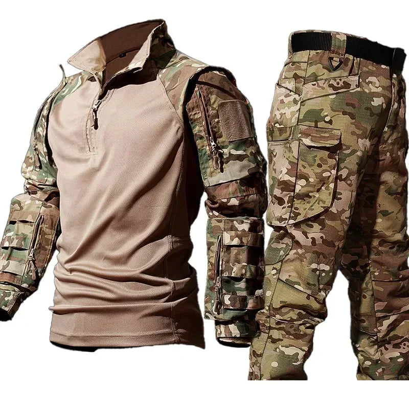 Outdoor Camo Suits Tactical Uniform Training Sets Work Wear Cargo Pants Tactic Army Combat Shirts Hunting Clothes Wear-resisting