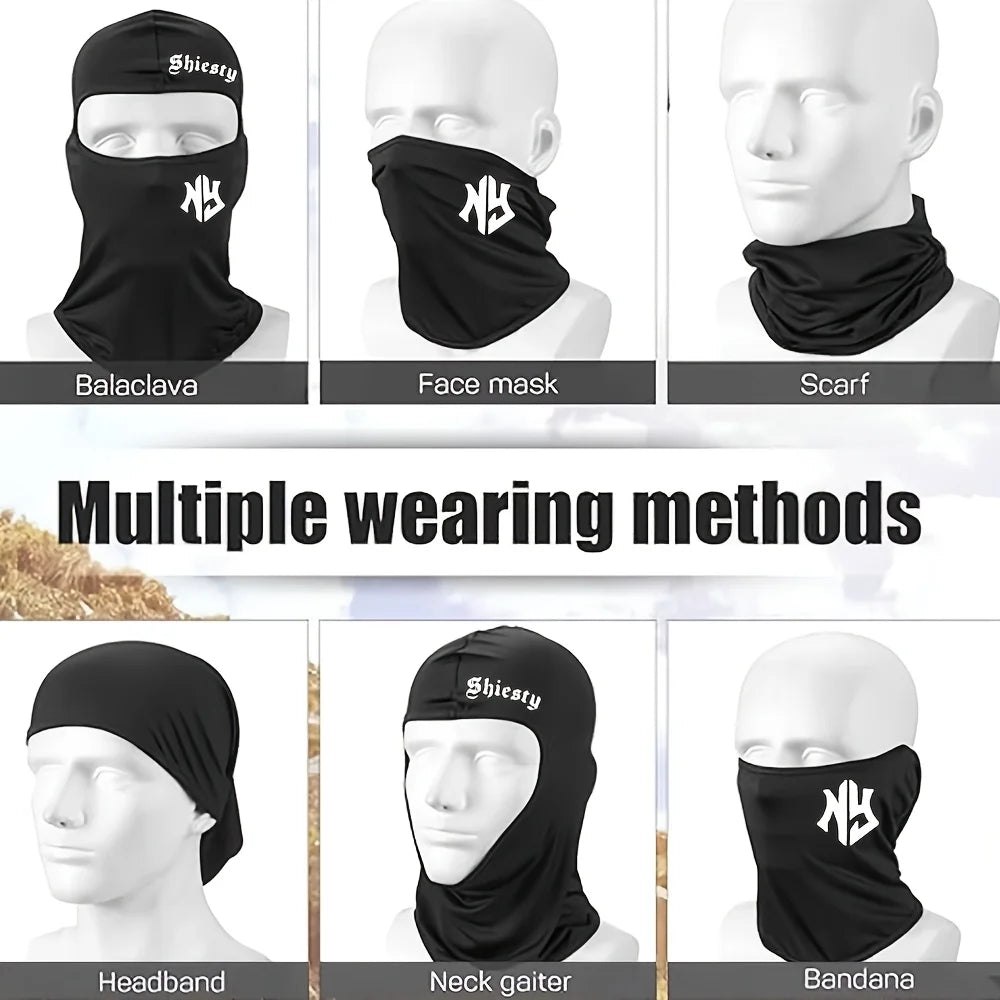 Letter printed men's and women's outdoor cycling face masks, Balaclava hats, windproof and sun protection sun hats