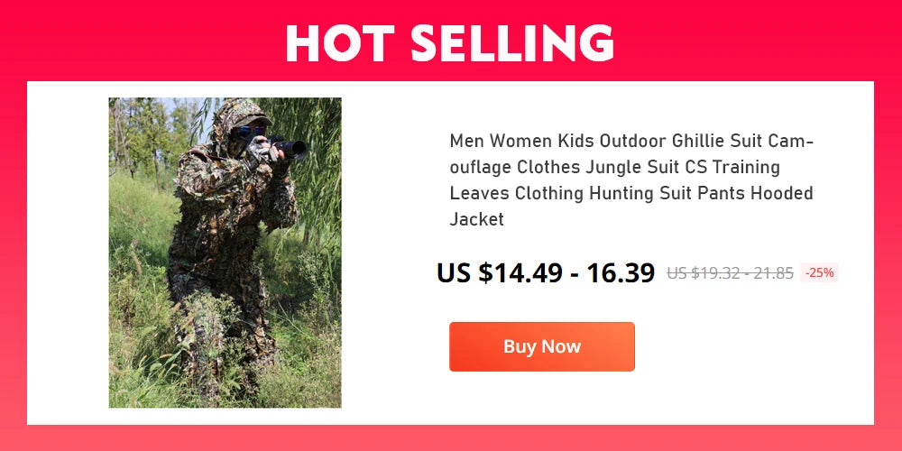 Men Women Kids Ghillie Suit Hunter Camouflage Clothes robe hunting clothes gilly suit Jungle Leave Clothing Hunting Suit