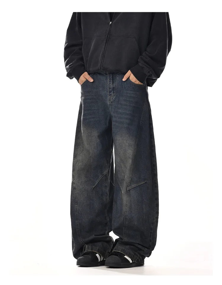Men's Baggy Jeans Unisex Y2K Trendy Casual Wide-Leg Denim Pants Quality High Street Oversize Trousers American Style Streetwear