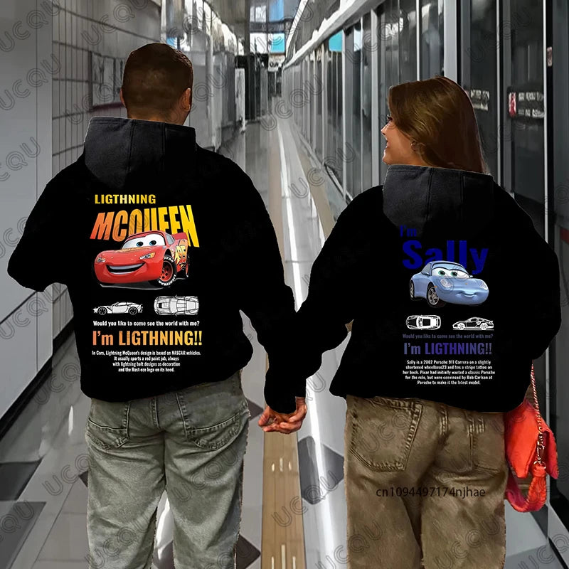 2026 Lightning Mcqueen & Sally Print Couples Cotton Hoodies For Men Women Autumn Winter Long Sleeve Sweatshirt Oversized Tops
