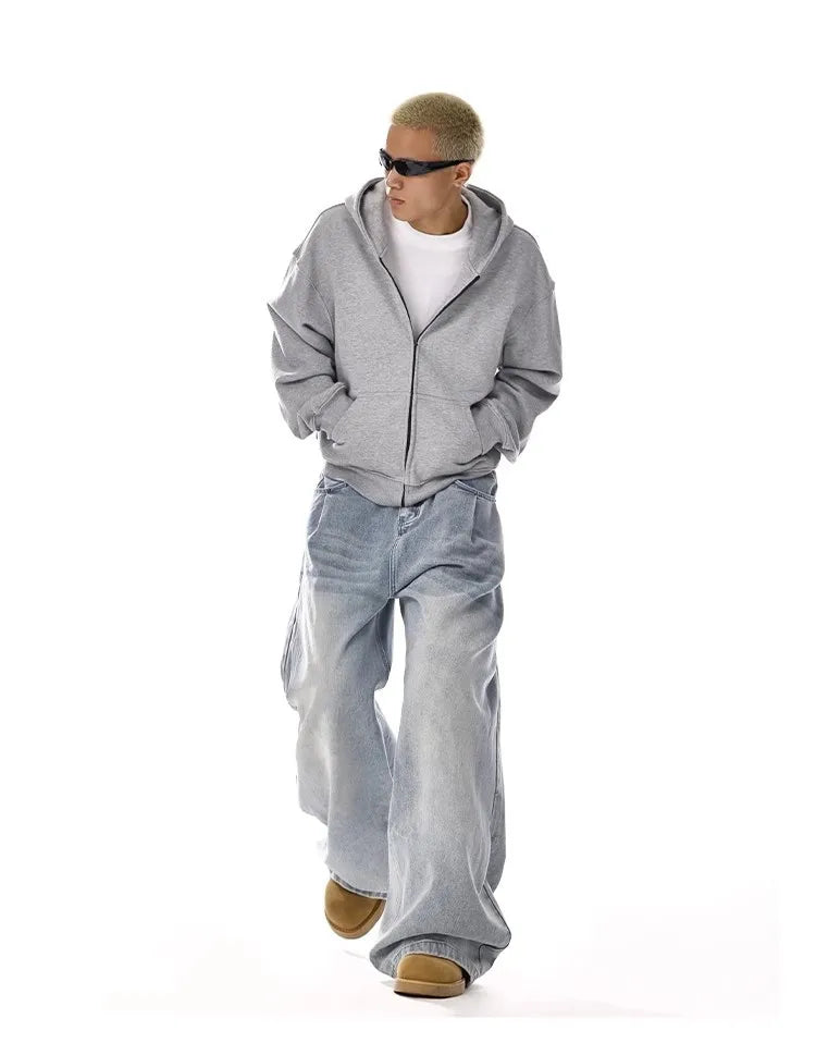 Men's Baggy Jeans Unisex Y2K Trendy Casual Wide-Leg Denim Pants Quality High Street Oversize Trousers American Style Streetwear